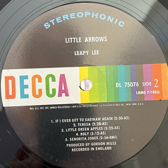 Leapy Lee Little Arrows Vinyl LP 1968 Decca DL 75076 - Picture 6 of 11